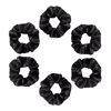 Picture of Silvr Bear Luxury Satin Scrunchies, 6 pack Black, Soft, Large Scrunchies for Women and Girls, Anti Hair Breakage Hair Ties for Thick & Curly Hair