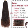Picture of Beverlee 24 Inch 8 Packs Boho Box Braids Goddess Box Braids Crochet Hair Bohemian Hippie Braids Braiding Hair Box Braids with Curly Ends Messy Pre-looped Synthetic Crochet Hair for Black Women T30#