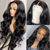 Picture of Hedy 10A Glueless Human Hair Wigs for Black Women 180 Density HD Transparent Body Wave Lace Front Wigs Human Hair Pre Plucked with Baby Hair Natural Black(24 Inch)