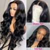 Picture of Hedy 10A Glueless Human Hair Wigs for Black Women 180 Density HD Transparent Body Wave Lace Front Wigs, Pre Plucked with Baby Hair Natural Black 26 Inch
