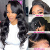 Picture of Hedy 10A Glueless Human Hair Wigs for Black Women 180 Density HD Transparent Body Wave Lace Front Wigs, Pre Plucked with Baby Hair Natural Black 26 Inch