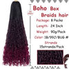 Picture of Beverlee 24 Inch Boho Box Braids 8 Packs Goddess Box Braids Crochet Hair Bohemian Hippie Braids Braiding Hair Box Braids with Curly Ends Messy Pre-looped Synthetic Crochet Hair for Women 1B/99J/BUG#