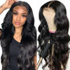 Picture of Hedy Lace Front Wigs Human Hair Body Wave Pre Plucked with Baby Hair Glueless 220% Density 4x4 Lace Closure Human Hair Wigs for Black Women Natural Color(26 Inch)