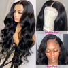 Picture of Hedy Lace Front Wigs Human Hair Body Wave Pre Plucked with Baby Hair Glueless 220% Density 4x4 Lace Closure Human Hair Wigs for Black Women Natural Color(26 Inch)