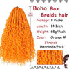 Picture of Beverlee 14 Inch Boho Box Braids 8 Packs Goddess Box Braids Crochet Hair Bohemian Hippie Braids Braiding Hair Box Braids with Curly Ends Messy Pre-looped Synthetic Crochet Hair for Women Orange#