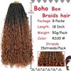 Picture of Beverlee 18 Inch Boho Box Braids 8 Packs Goddess Box Braids Crochet Hair Bohemian Hippie Braids Braiding Hair Box Braids with Curly Ends Messy Pre-looped Synthetic Crochet Hair for Women 1B/30#