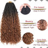Picture of Beverlee 18 Inch Boho Box Braids 8 Packs Goddess Box Braids Crochet Hair Bohemian Hippie Braids Braiding Hair Box Braids with Curly Ends Messy Pre-looped Synthetic Crochet Hair for Women 1B/30#