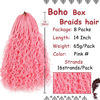 Picture of Beverlee 14 Inch Boho Box Braids 8 Packs Goddess Box Braids Crochet Hair Bohemian Hippie Braids Braiding Hair Box Braids with Curly Ends Messy Pre-looped Synthetic Crochet Hair for Women Pink#
