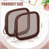 Picture of Weewooday 4 Pcs Mesh Makeup Bag Mesh Cosmetic Bag Travel Toiletry Bag Pouch with Zipper Mini Portable Makeup Cosmetic Travel Toiletry Purse Bag for Daily Accessories (Brown,Small)