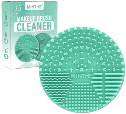Picture of MINTHE™ Makeup Brush Cleaner Mat | 2 Pack | Silicone Makeup Brush Cleaning Mat, Make Up Brush Cleaner Pad, Makeup Brush Mat Cleaner, Makeup Cleaner, Make Up Brushes Cleaning