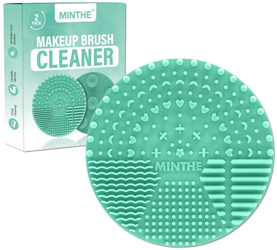 Picture of MINTHE™ Makeup Brush Cleaner Mat | 2 Pack | Silicone Makeup Brush Cleaning Mat, Make Up Brush Cleaner Pad, Makeup Brush Mat Cleaner, Makeup Cleaner, Make Up Brushes Cleaning