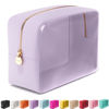 Picture of Embla Clear Cosmetic Bag Makeup Case, Clear Zipper Make Up Pouch and Toiletry Travel Tote, Cute Skincare Pouches for Women Girls, Preppy Purse Cosmetic Organizer, Large Makeup Bags, Lilac