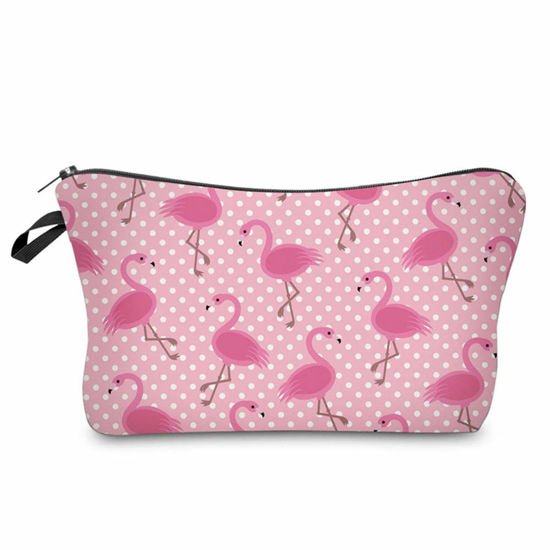 Picture of Cute Travel Makeup Bag Cosmetic Bag Small Pouch Gift for Women (Pink Flamingo)