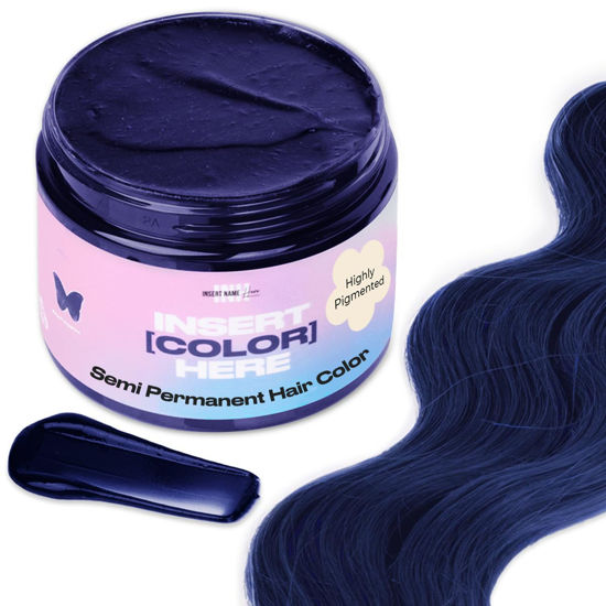 Picture of INH Semi Permanent Hair Color | Color Depositing Conditioner | Dark Blue Hair Dye | No Bleach No Peroxide Temporary Royal Sapphire Tint for Women, Men | Vegan, Sulfate & Ammonia Free, Ready to Use 6oz