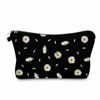 Picture of Cute Travel Makeup Bag Cosmetic Bag Small Pouch Gift for Women (Daisy Black)