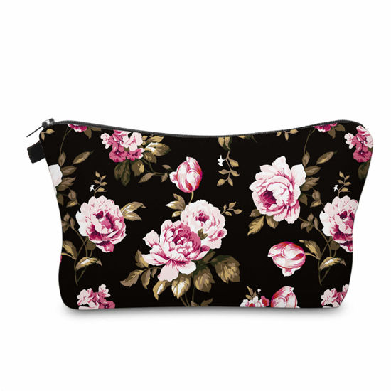 Picture of Cute Travel Makeup Bag Cosmetic Bag Small Pouch Gift for Women (Flowers)
