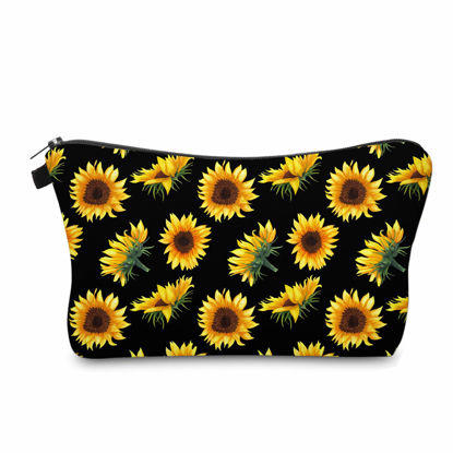 Picture of Cute Travel Makeup Bag Cosmetic Bag Small Pouch Gift for Women (Sunflowers)