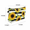Picture of Cute Travel Makeup Bag Cosmetic Bag Small Pouch Gift for Women (Stripes Sunflowers)