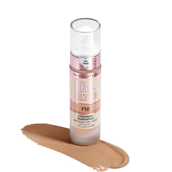 Picture of Revolution Beauty, IRL Filter Longwear Foundation, Soft & Breathable Formula, Medium to Full Coverage, Matte Finish, F10, 0.7 Fl. Oz