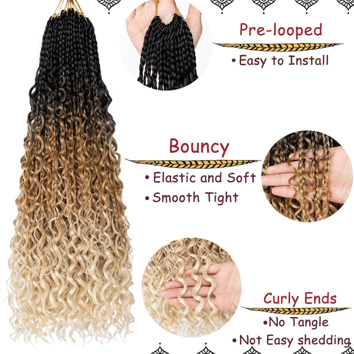 GetUSCart- Beverlee 24 Inch 8 Packs Boho Box Braids Goddess Box Braids ...