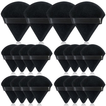 Picture of Thrilez 20pcs Triangle Powder Puff, Loose Powder Puffs Makeup Puff for Face Powder, Setting Powder Puff for Make Up, Face Puff Pads for Press Powder, Sponge Powder Applicator for Face and Eye (Black)