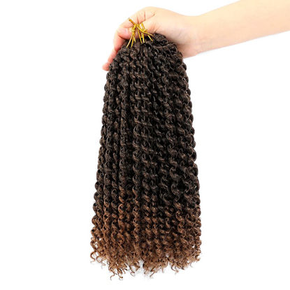 Picture of Dansama 7 Packs Passion Twist Hair Water Wave Braiding Hair for Butterfly Style Crochet Braids Bohemian Hair Extensions (12inch (Pack of 7), T1B/30)