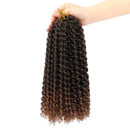 Picture of Dansama 7 Packs Passion Twist Hair Water Wave Braiding Hair for Butterfly Style Crochet Braids Bohemian Hair Extensions (12inch (Pack of 7), T1B/30)