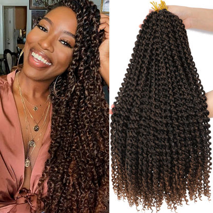 Picture of Dansama Passion Twist Hair Water Wave Braiding Hair for Butterfly Style Crochet Braids Bohemian Hair Extensions (18inch (Pack of 7), T1B/30)