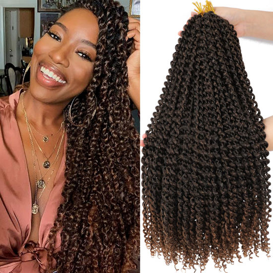 Picture of Dansama Passion Twist Hair Water Wave Braiding Hair for Butterfly Style Crochet Braids Bohemian Hair Extensions (18inch (Pack of 7), T1B/30)