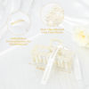 Picture of 8PCS Pearl Bridesmaid Hair Claw Clips with Ribbon Bachelorette Gifts for Bridesmaid 3 Inch Rectangle Bridesmaid Hair Hccessories for Wedding Party Favors