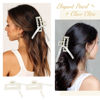 Picture of 8PCS Pearl Bridesmaid Hair Claw Clips with Ribbon Bachelorette Gifts for Bridesmaid 3 Inch Rectangle Bridesmaid Hair Hccessories for Wedding Party Favors