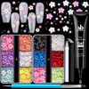 Picture of 3D Flowers, Manicure Kit with Nail Rhinestone Glue Gel, Colorful Acrylic Flower Nail Charms with Caviar Beads, Rhinestones for Nails & Gem Glue for Nails (UV/LED Needed) with Pickup & Dotting Tools