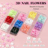 Picture of 3D Flowers, Manicure Kit with Nail Rhinestone Glue Gel, Colorful Acrylic Flower Nail Charms with Caviar Beads, Rhinestones for Nails & Gem Glue for Nails (UV/LED Needed) with Pickup & Dotting Tools