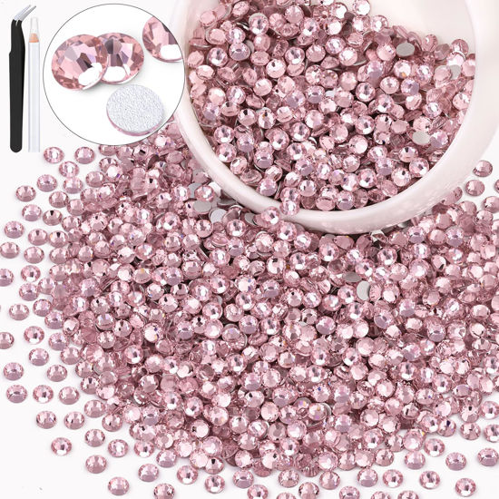 Picture of 3000PCS SS16/4mm Crystal Rhinestones (Light Pink), Bedazzling Flatback Glass Rhinestones for Crafting DIY Nail Art Makeup Decoration, Gems Diomand Charms for Tumbler Shoes Clothing Mug