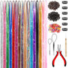 Picture of 48 Inch Glitter Hair Tinsel Extensions Kit (16 Colors, 4800 Strands) With Tools - Heat Resistant Fairy Hair Accessories for Women, Girls, Kids