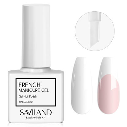 Picture of SAVILAND French Gel Nail Polish: 1PC 10 ML White Gel Polish Easy French Smile Line in 5s French Tip Nail Tool French Nails U V LED Gel French Tip Nail Art Nail Supplies for Starter Professional Gift