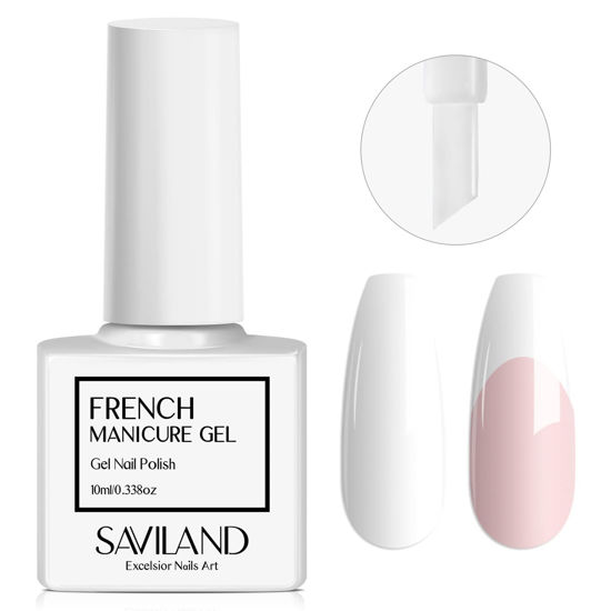 Picture of SAVILAND French Gel Nail Polish: 1PC 10 ML White Gel Polish Easy French Smile Line in 5s French Tip Nail Tool French Nails U V LED Gel French Tip Nail Art Nail Supplies for Starter Professional Gift