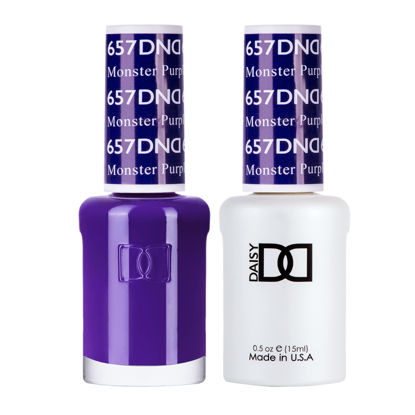 Picture of DND Gel Polish Set, Purple Collection, UV/LED Gel Polish and Air Dry Nail Lacquer, Matching Chip-Free Polish Duo, 657 Monster Purple, 0.5 Fl Oz
