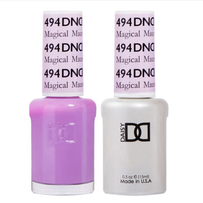 Picture of DND Gel Polish Set, Purple Collection, UV/LED Gel Polish and Air Dry Nail Lacquer, Matching Chip-Free Polish Duo, 494 Magical Mauve, 0.5 Fl Oz