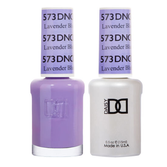 Picture of DND Gel Polish Set, Purple Collection, UV/LED Gel Polish and Air Dry Nail Lacquer, Matching Chip-Free Polish Duo, 573 Lavender Blue, 0.5 Fl Oz