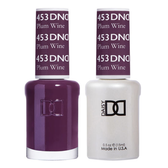 Picture of DND Gel Polish Set, Purple Collection, UV/LED Gel Polish and Air Dry Nail Lacquer, Matching Chip-Free Polish Duo, 453 Plum Wine, 0.5 Fl Oz