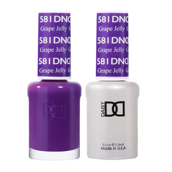 Picture of DND Gel Polish Set, Purple Collection, UV/LED Gel Polish and Air Dry Nail Lacquer, Matching Chip-Free Polish Duo, 581 Grape Jelly, 0.5 Fl Oz
