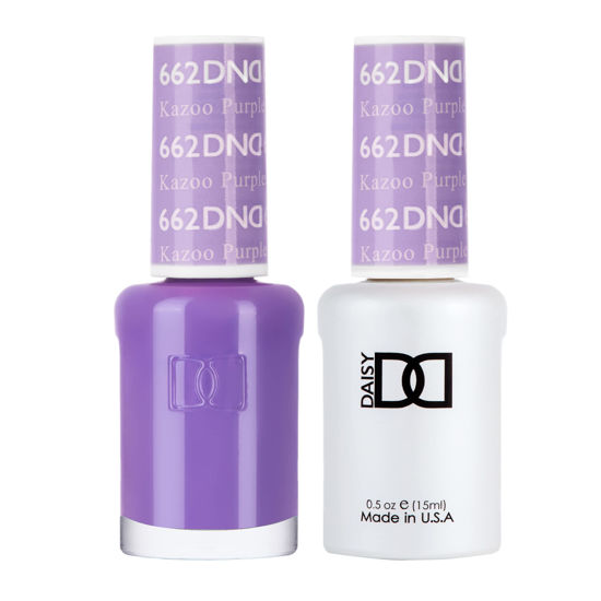 Picture of DND Gel Polish Set, Purple Collection, UV/LED Gel Polish and Air Dry Nail Lacquer, Matching Chip-Free Polish Duo, 662 Kazoo Purple, 0.5 Fl Oz