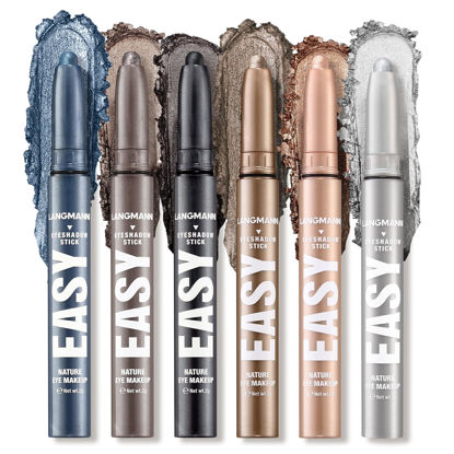 Picture of LANGMANNI Eyeshadow Stick, 6 PCS Waterproof Multi-Color Eyeshadow Pen Set, Creamy Long-Lasting Eye Makeup Kit, Natural & Shimmer Shades Contour Stick, Perfect Gifts For Women (#E)