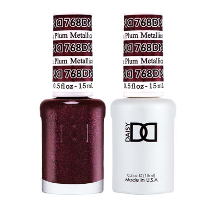Picture of DND Gel Polish Set, Purple Collection, UV/LED Gel Polish and Air Dry Nail Lacquer, Matching Chip-Free Polish Duo, 768 Metallica Plum, 0.5 Fl Oz