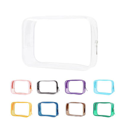 Picture of Clear Pouch Small, Clear Makeup Bag, 6.6"x2.3"x4.7" TSA Approved Toiletry Bag, Clear Travel Bags for Toiletries, Clear Cosmetic Bag for Women and Men Small-1 Pack All Clear
