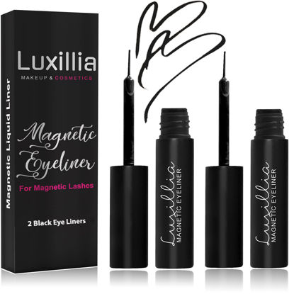 Picture of Luxillia Black Magnetic Eyeliner for Magnetic Eyelashes, Upgraded Strongest Hold, Most Natural Look, Waterproof, Smudge Proof Liquid Liner (Pack of 2)