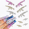 Picture of BBATT-HAPPY 30PCS Gun Nail Charms for Acrylic Nails,Gold Silver Alloy Nail Art Decoration, Nail Stones Nail Jewels Accessories for Nail Art Supplies Manicure Craft DIY