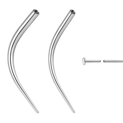Picture of BodyAce 14G 16G 18G 20G Piercing Taper, Stainless Steel Threadless Insertion Pin Screw On Assistant Tool, Curved Body Piercing Stretching Kit for Ear/Nose/Navel/Lip/Eyebrow [Curved Hollow Bar]