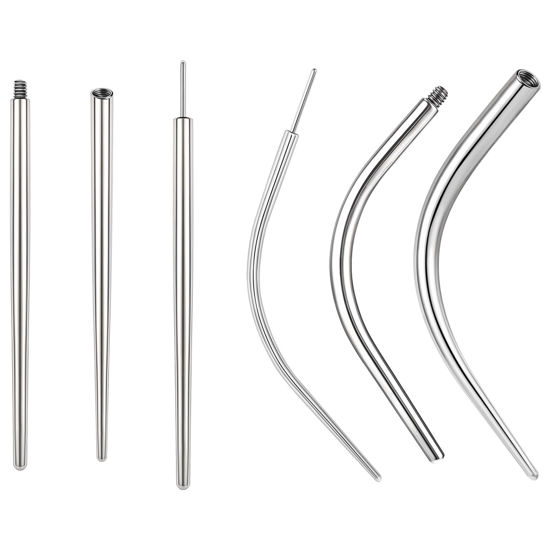 Picture of BodyAce 14G 16G 18G 20G Piercing Taper, Stainless Steel Threadless Insertion Pin Screw On Assistant Tool, Curved Body Piercing Stretching Kit for Ear/Nose/Navel/Lip/Eyebrow [New 14G(1.6mm) Mix]